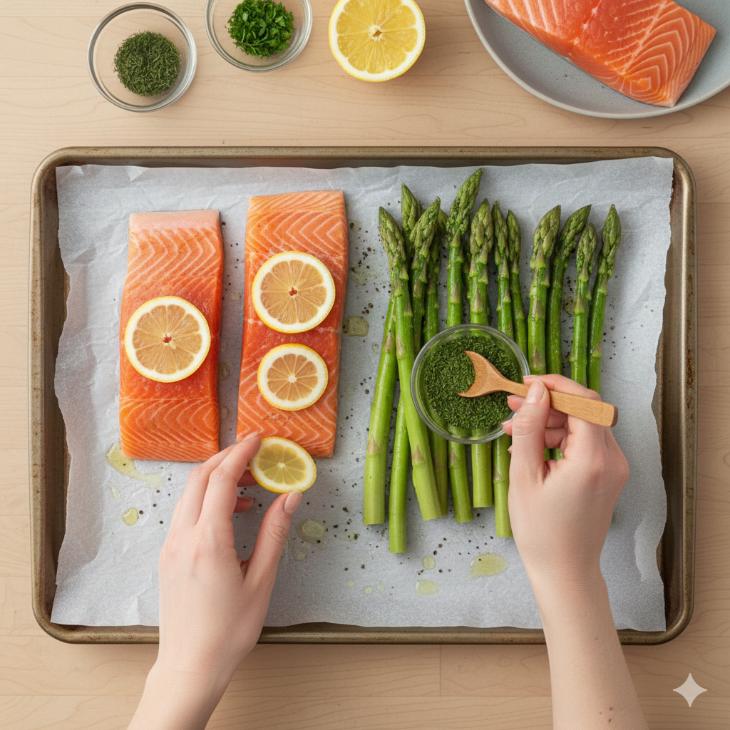 Delicious & Kidney-Friendly Baked Lemon Herb Salmon with Roasted Asparagus